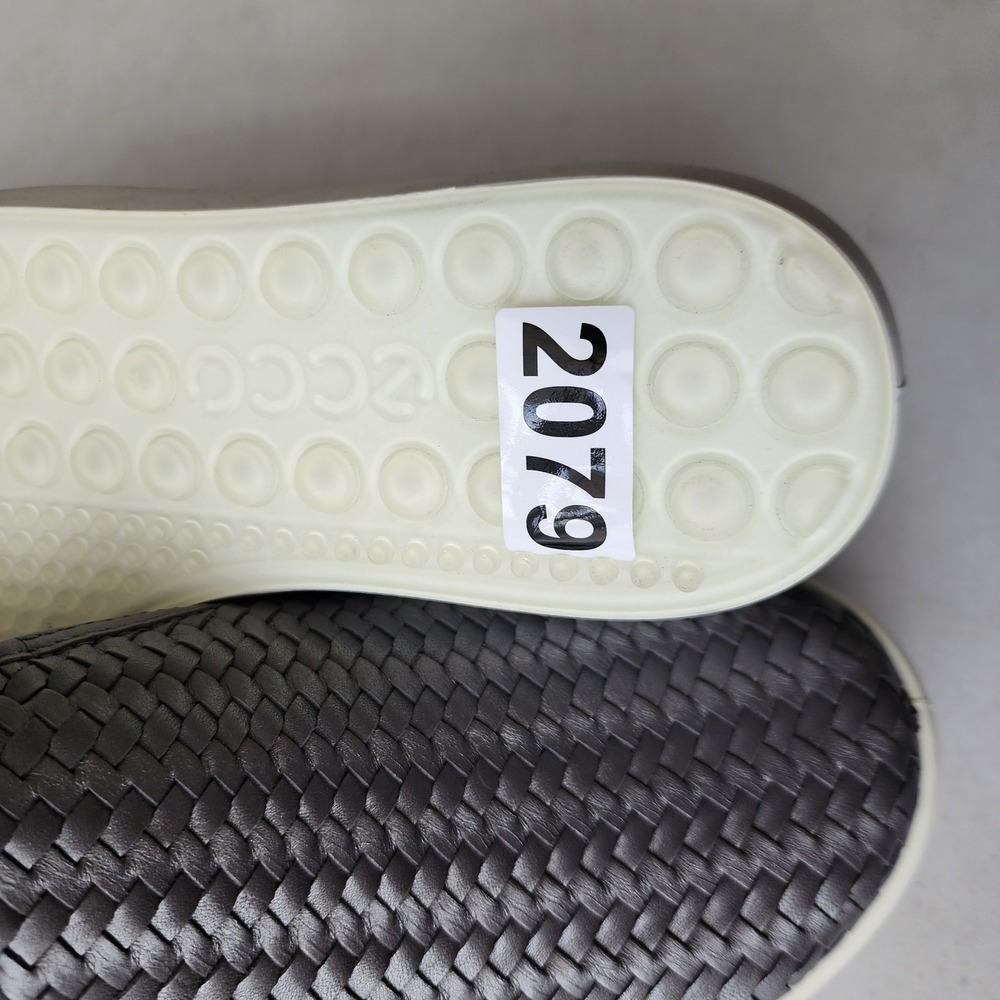 ECCO Slip On Shoes Womens Size 8 Woven Silver Grey Leather Woven Soft 7 EU 39 - Picture 14 of 14